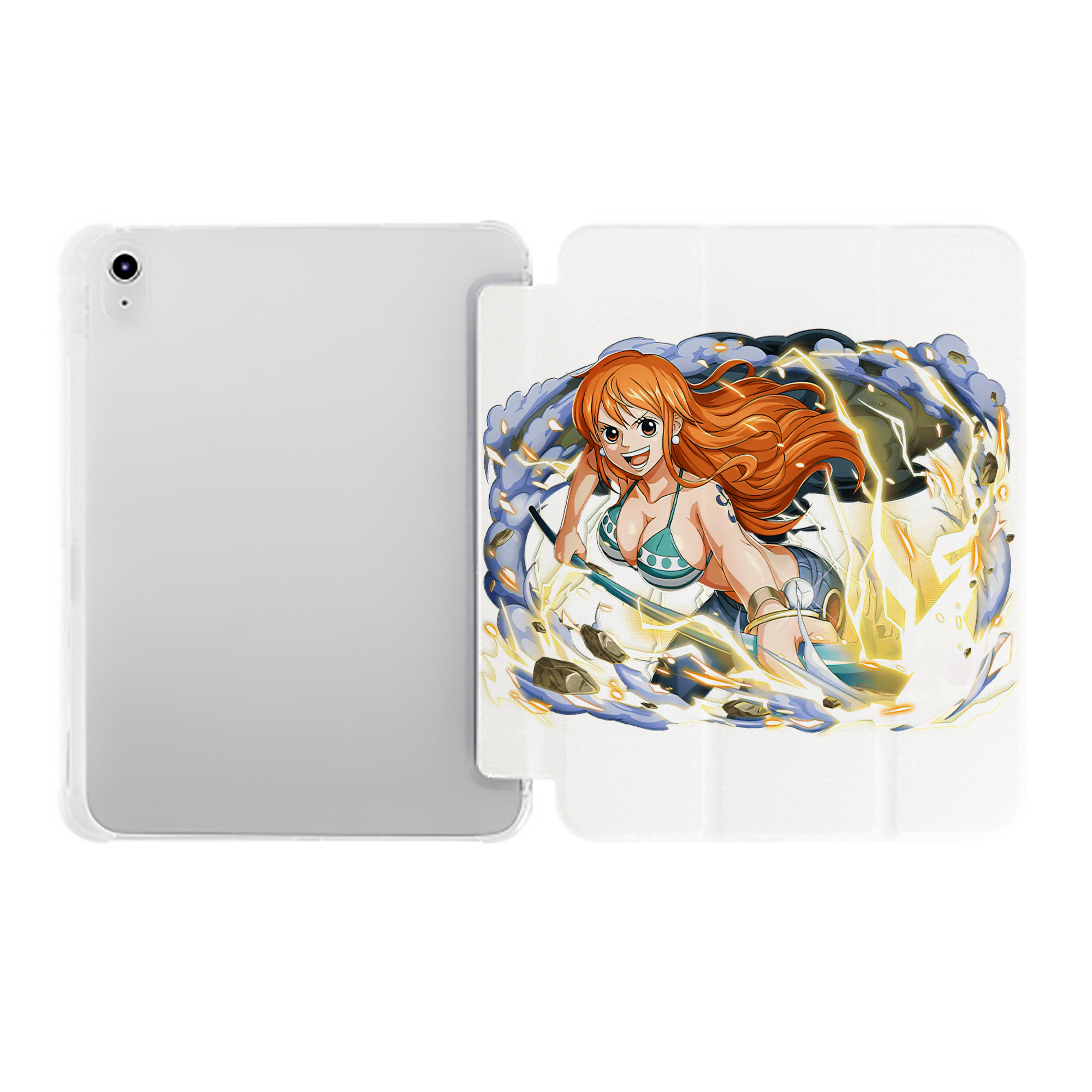 （画像用） ワンピース ナミ ONE PIECE Nami IPad ケース ペン収納付き 三つ折りスタンド PUレザー×シリコン 対応機種9.5/10.5/10.9インチ